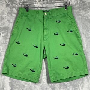 Polo Ralph Lauren Shorts Mens 29 Green Whale Embroidered Flat Front Chino Preppy